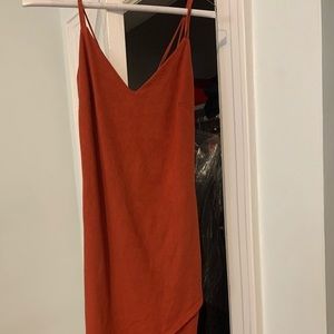 Windsor strapped dress rust color